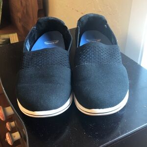 Clarks navy canvas slip on size 12